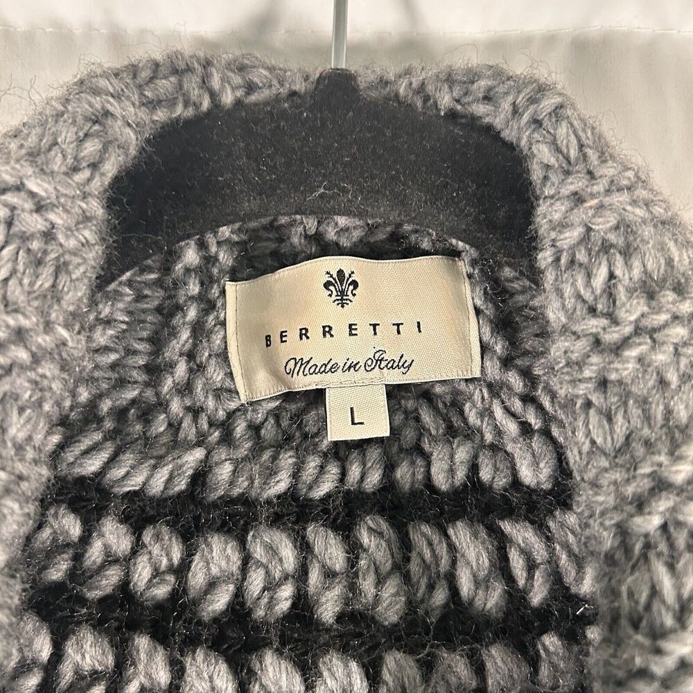Berretti Cardigan Women's Large Grey Knit Sleeveless Wool Blend Open Front - Picture 5 of 9